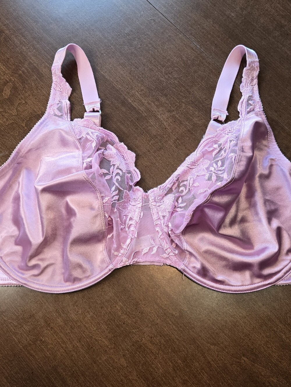 *SALE*Vintage Retro Playtex Secrets Pink Satin Lace Unlined Underwire 48DD #4425